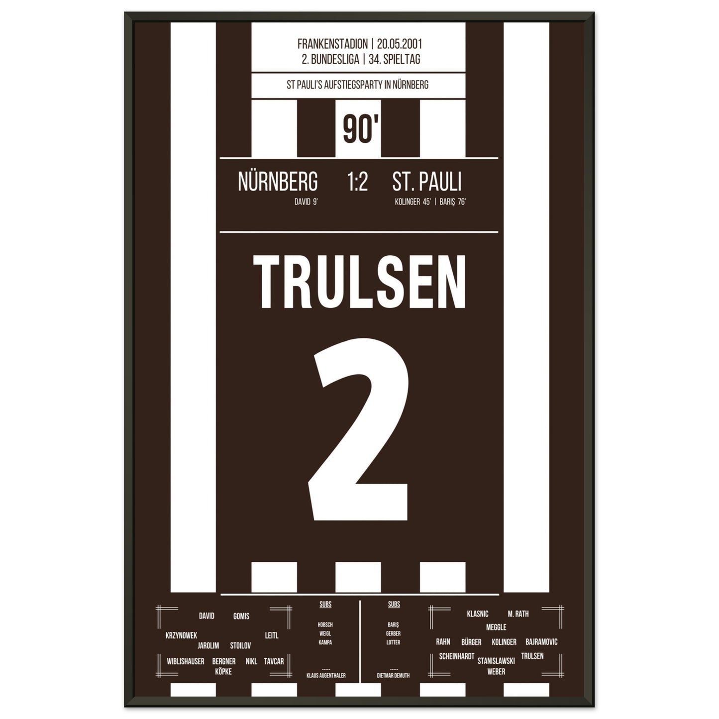 St Pauli's Aufstiegsfeier in Nürnberg 2001 60x90-cm-24x36-Schwarzer-Aluminiumrahmen