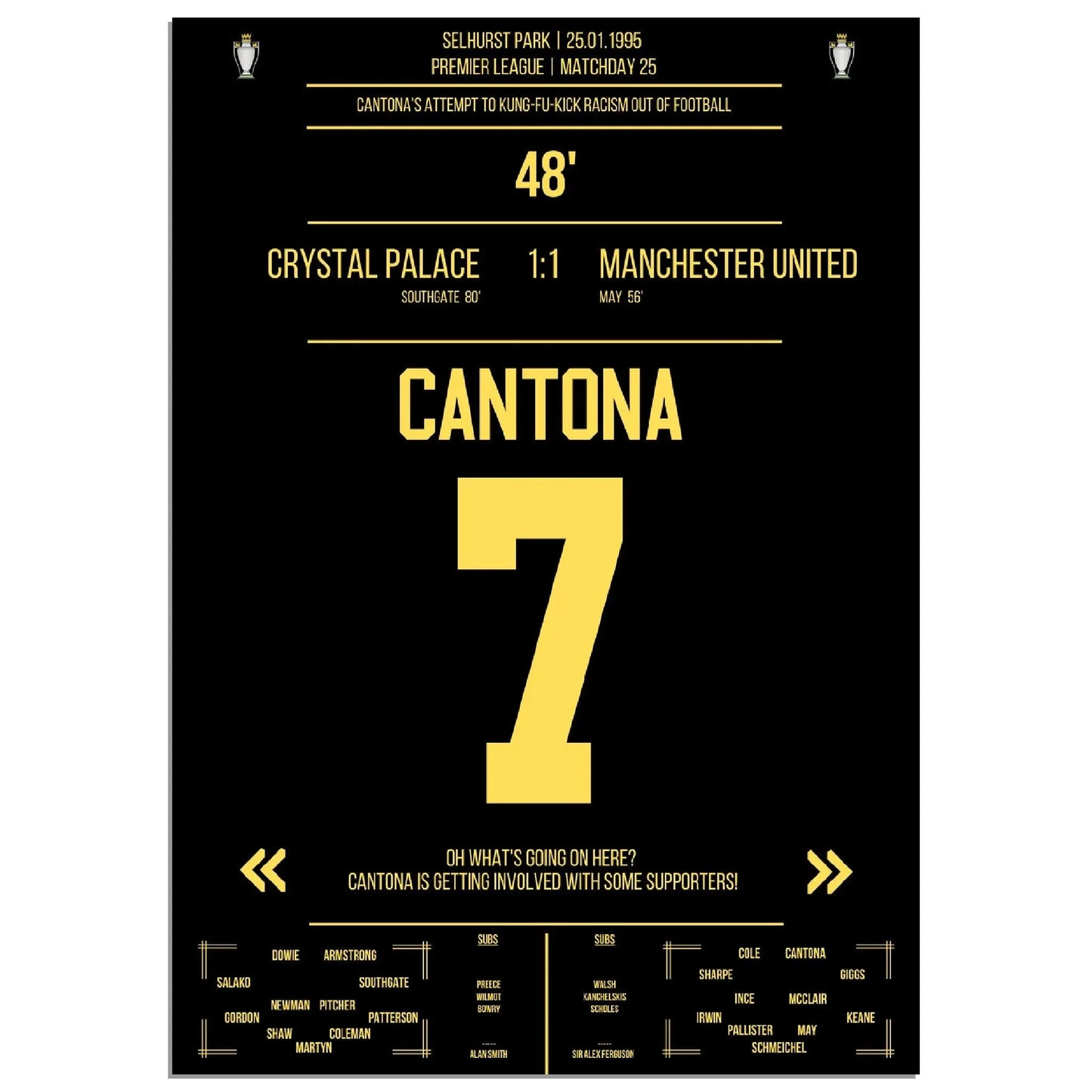 Cantona Kung Fu Tritt im Premier League Spiel ManU - Crystal Palace 1995