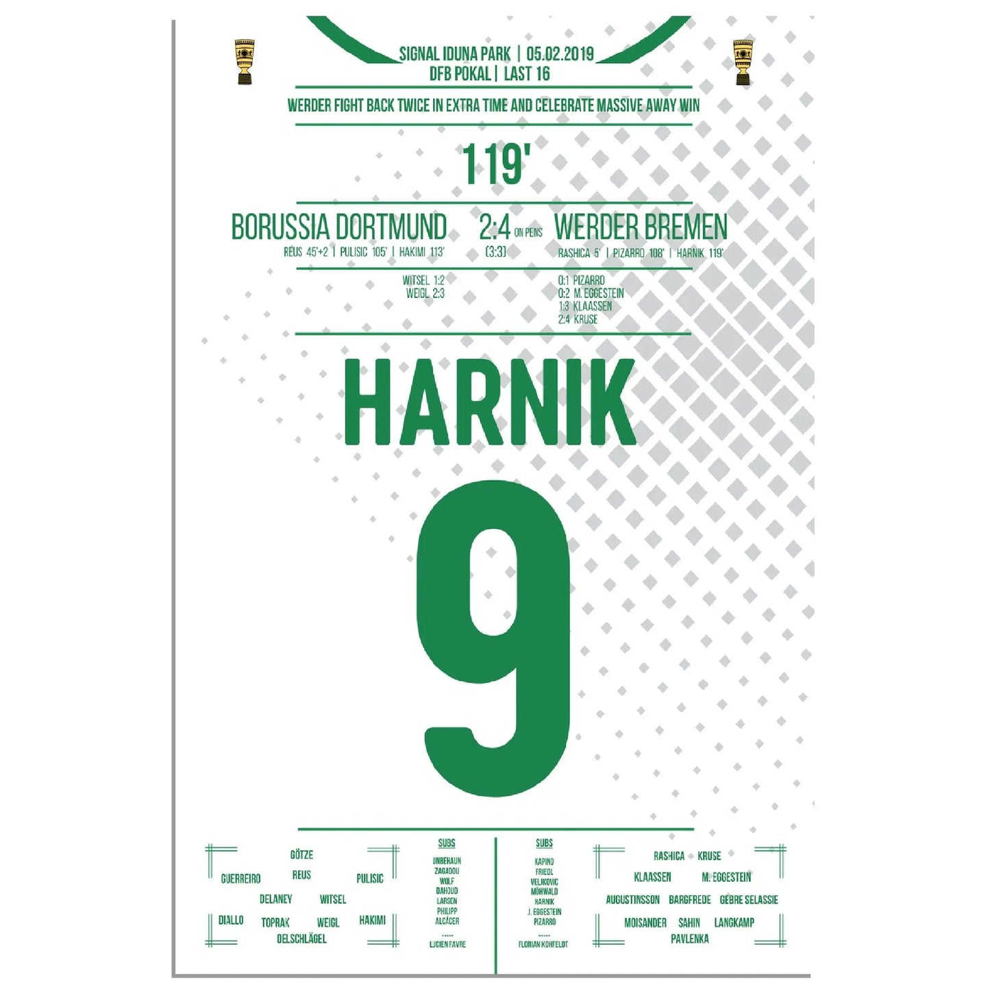 Harnik schießt Bremen ins Elfmeterschiessen des DFB Pokals 2019