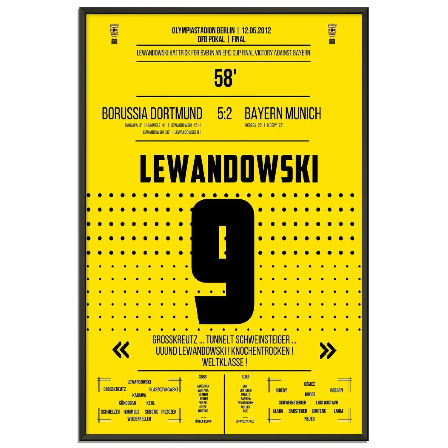 Lewandowski Hattrick im DFB Pokal Finale gegen Bayern 2012