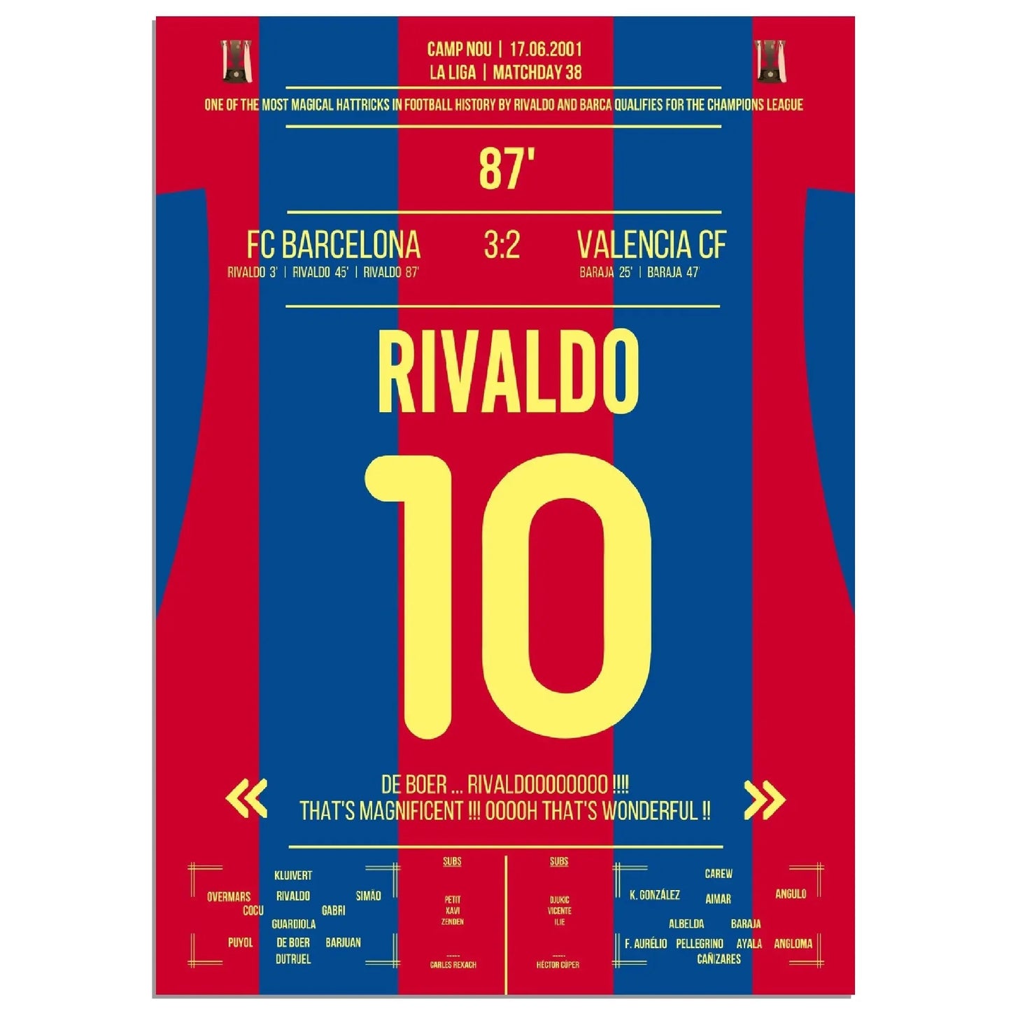 Rivaldo's magischer hattrick führt Barcelona in die Champions League