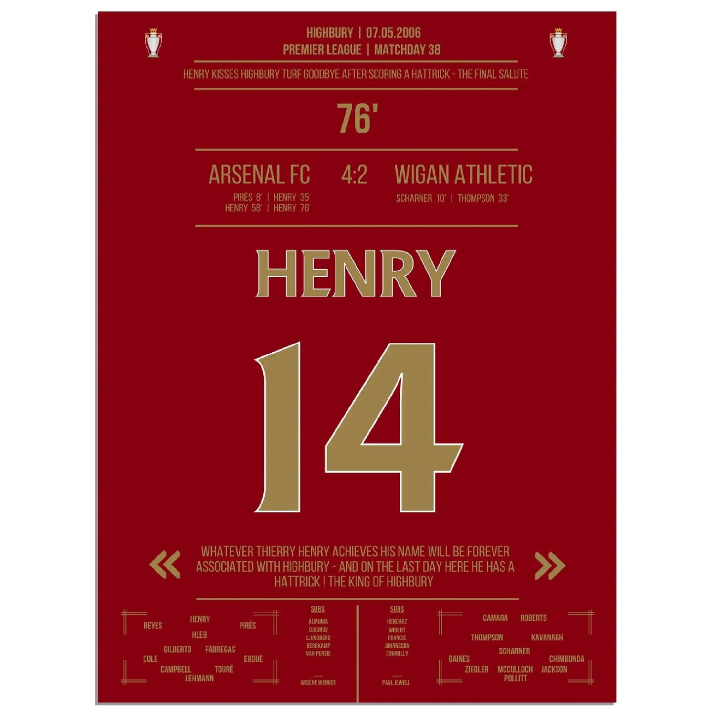 Thierry Henry Hattrick Last Game At Highbury Arsenal - Wigan - The Final Salute