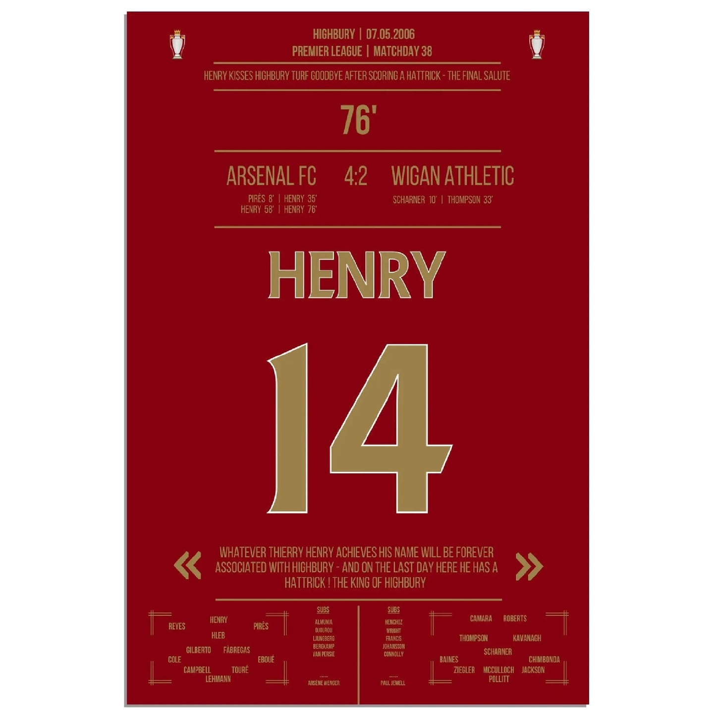 Thierry Henry Hattrick Last Game At Highbury Arsenal - Wigan - The Final Salute