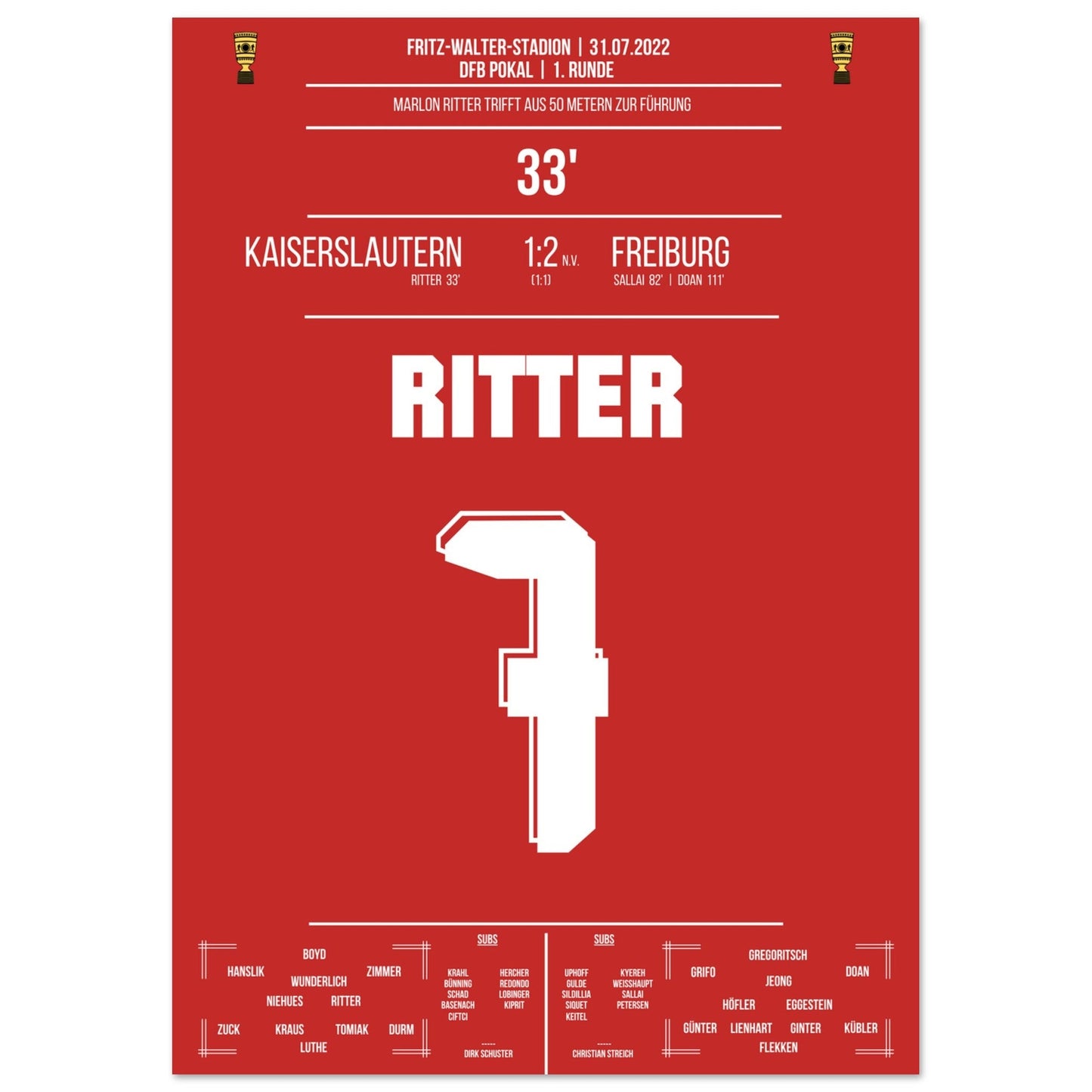 Ritter's Führungstreffer aus 50m gegen Freiburg