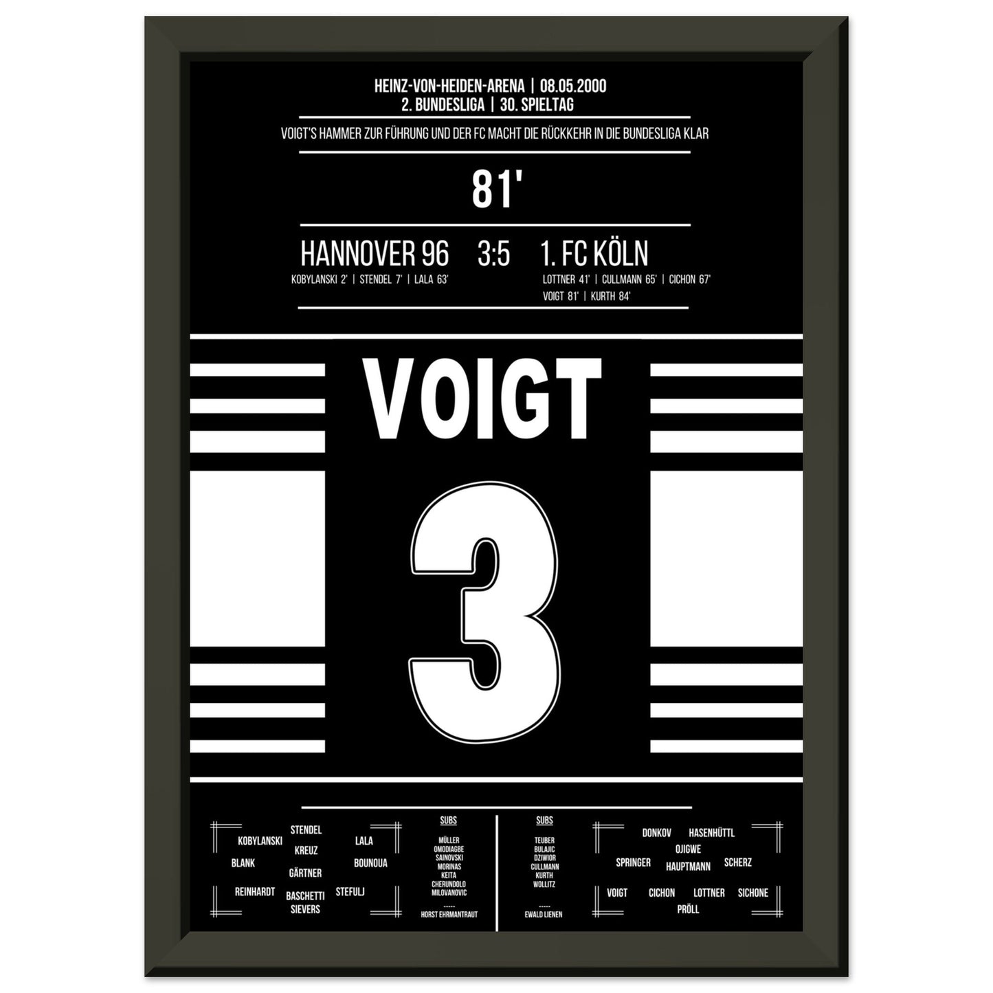 Voigt's Führungstreffern zum Wiederaufstieg 2000 A4-21x29.7-cm-8x12-Schwarzer-Aluminiumrahmen