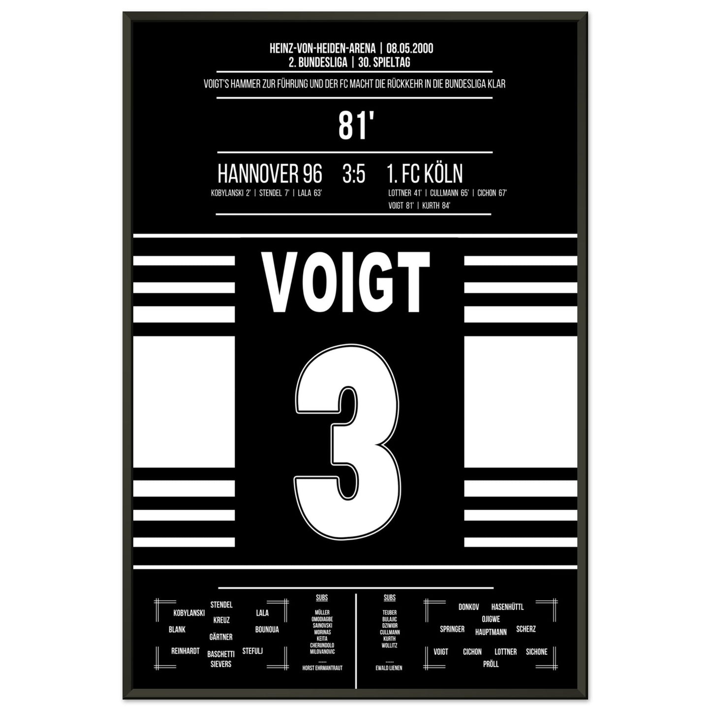 Voigt's Führungstreffern zum Wiederaufstieg 2000 60x90-cm-24x36-Schwarzer-Aluminiumrahmen