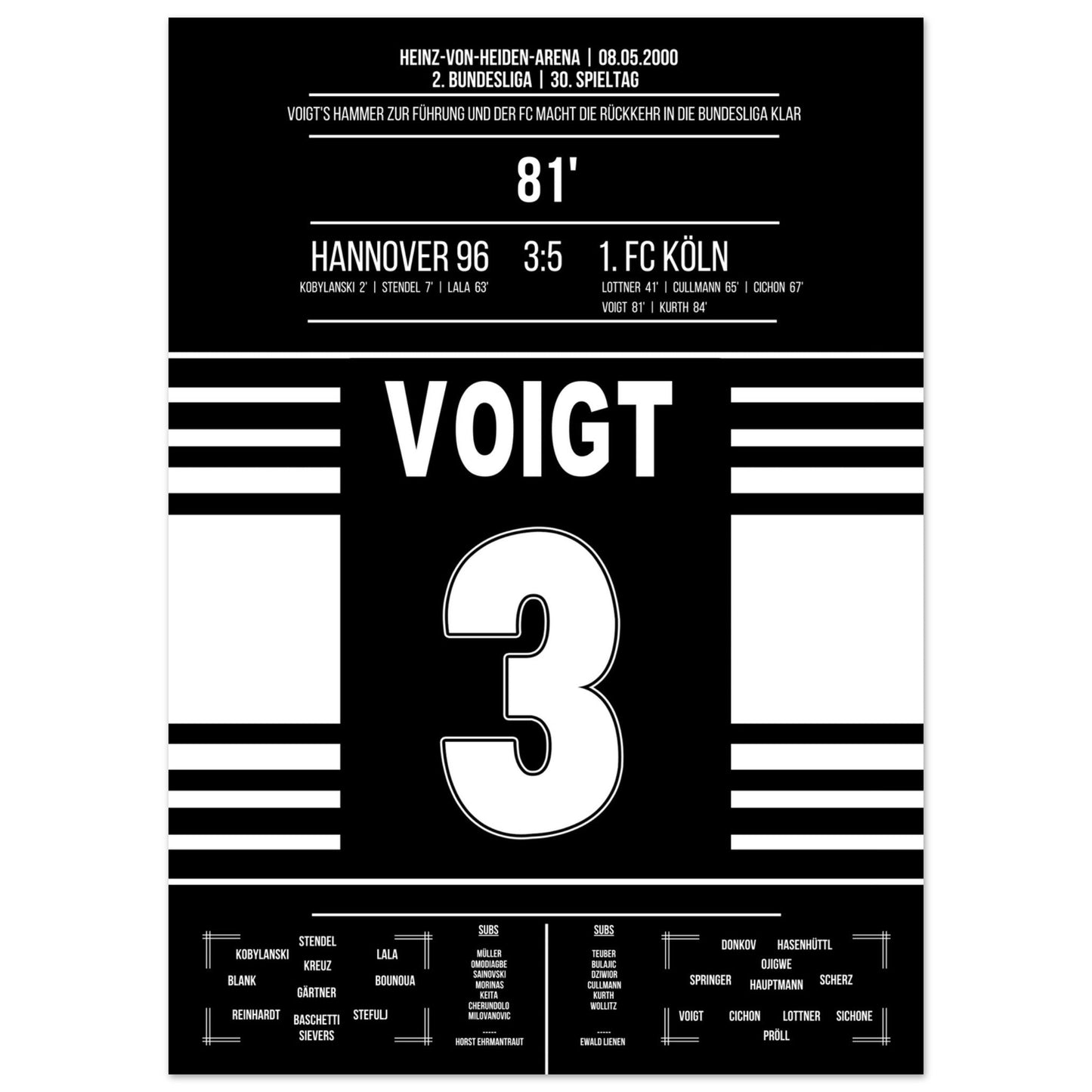 Voigt's Führungstreffern zum Wiederaufstieg 2000 50x70-cm-20x28-Ohne-Rahmen