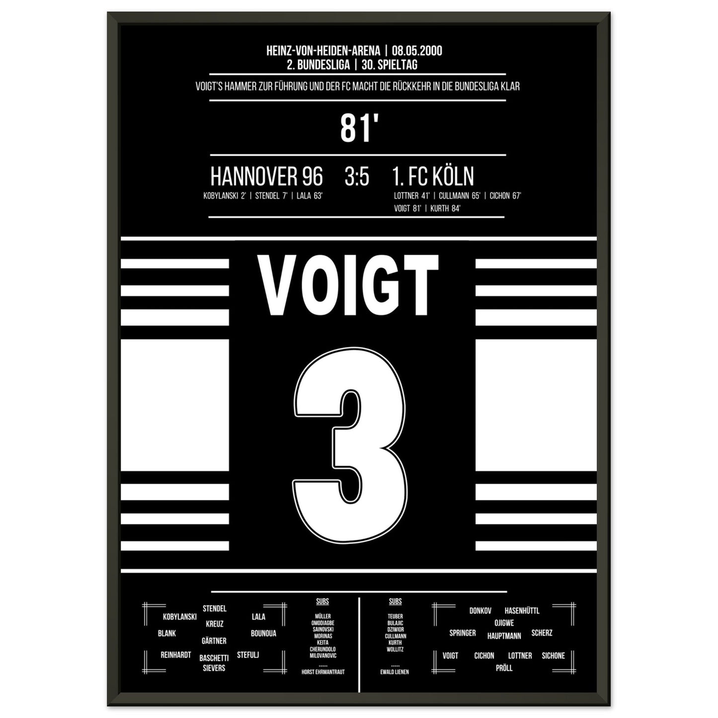 Voigt's Führungstreffern zum Wiederaufstieg 2000 50x70-cm-20x28-Schwarzer-Aluminiumrahmen
