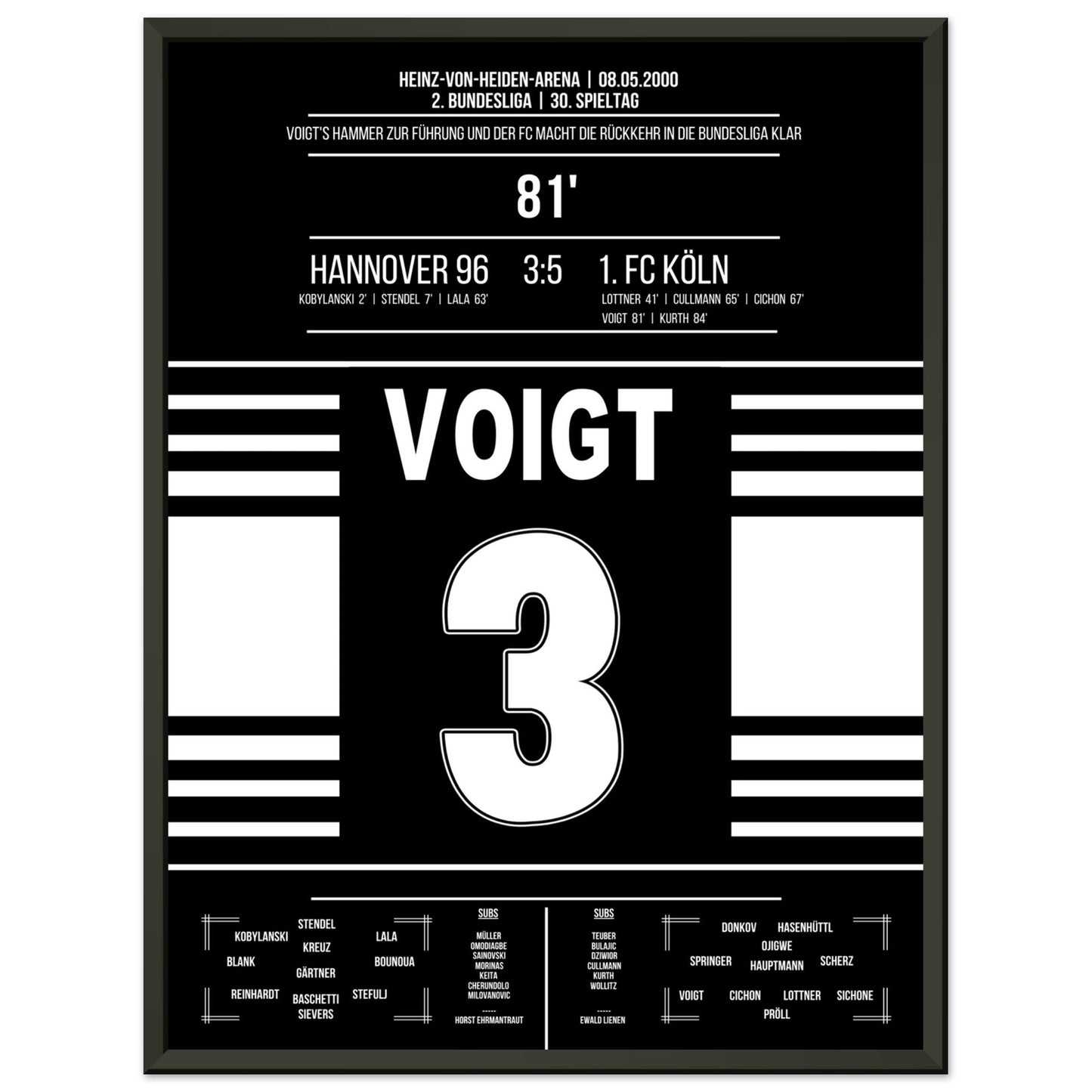 Voigt's Führungstreffern zum Wiederaufstieg 2000 45x60-cm-18x24-Schwarzer-Aluminiumrahmen