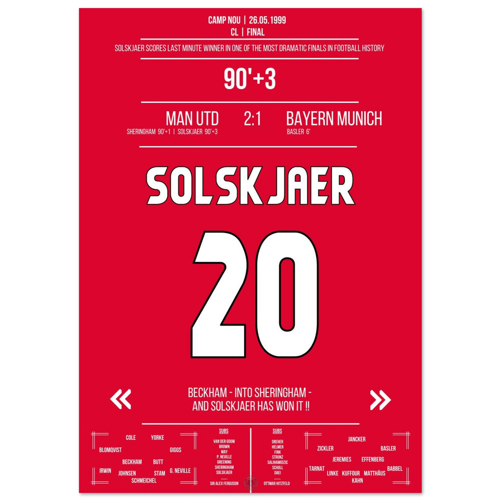 Solskjaer trifft im denkwürdigsten Comeback der Geschichte im Finale 1999 gegen Bayern