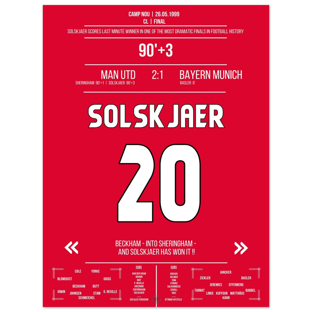Solskjaer trifft im denkwürdigsten Comeback der Geschichte im Finale 1999 gegen Bayern