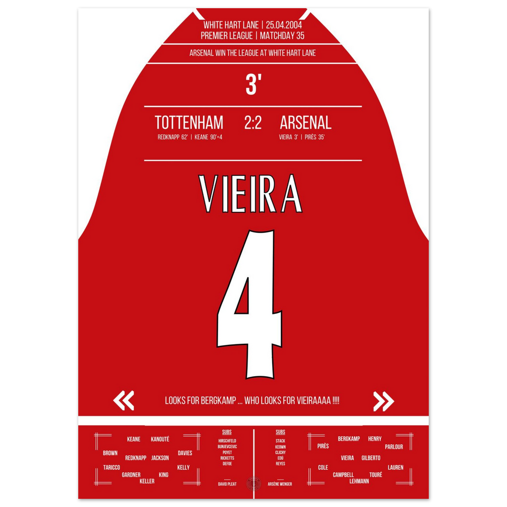 Vieira's goal in the championship win at White Hart Lane in 2004