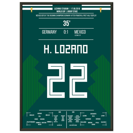 Mexiko's Sieg gegen Titelverteidiger Deutschland bei der WM 2018 50x70-cm-20x28-Schwarzer-Aluminiumrahmen