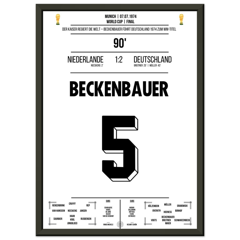 Beckenbauer führt Deutschland zum zweiten Weltmeistertitel in 1974