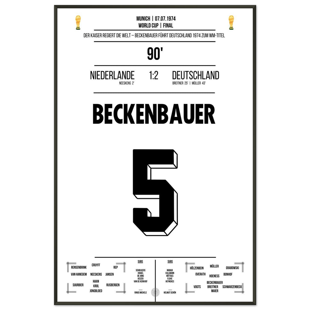Beckenbauer führt Deutschland zum zweiten Weltmeistertitel in 1974