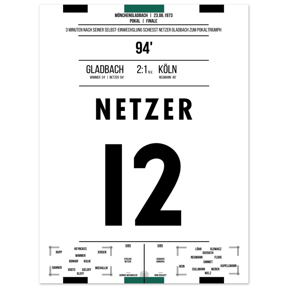 Netzer wechselt sich selbst ein und schießt Gladbach zum Pokalsieg 1973