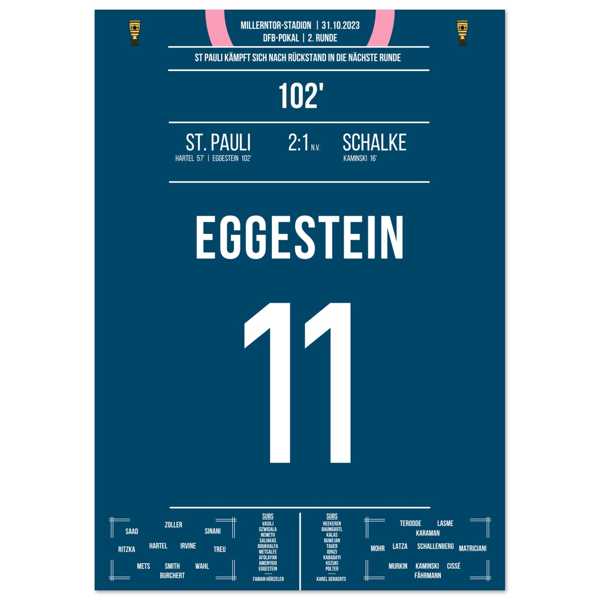 Eggestein's Kopfballtor gegen Schalke im Pokal 2023 A4-21x29.7-cm-8x12-Ohne-Rahmen