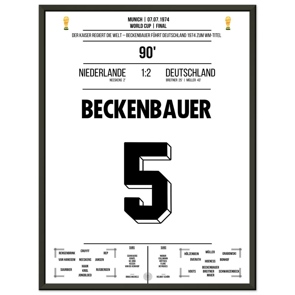 Beckenbauer führt Deutschland zum zweiten Weltmeistertitel in 1974
