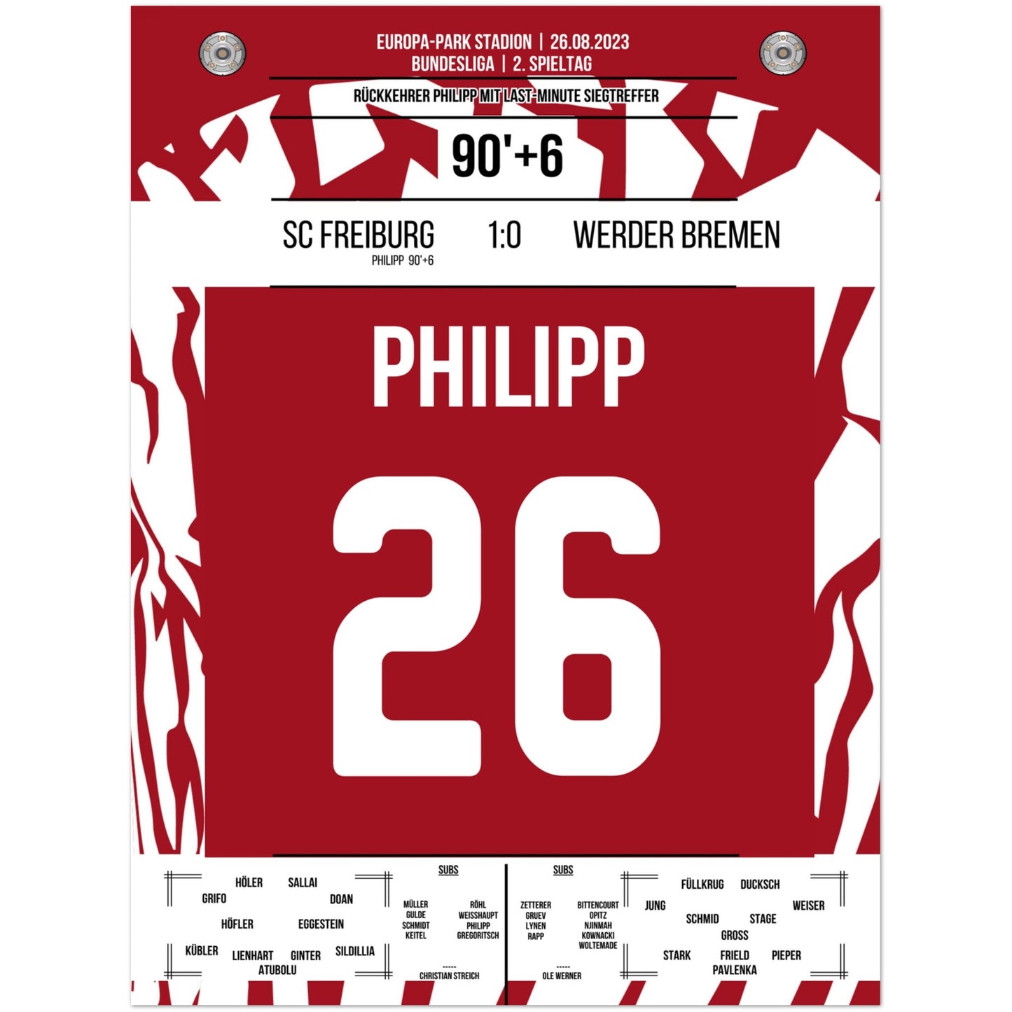 Philipp's Siegtreffer gegen den Ex-Club 45x60-cm-18x24-Ohne-Rahmen