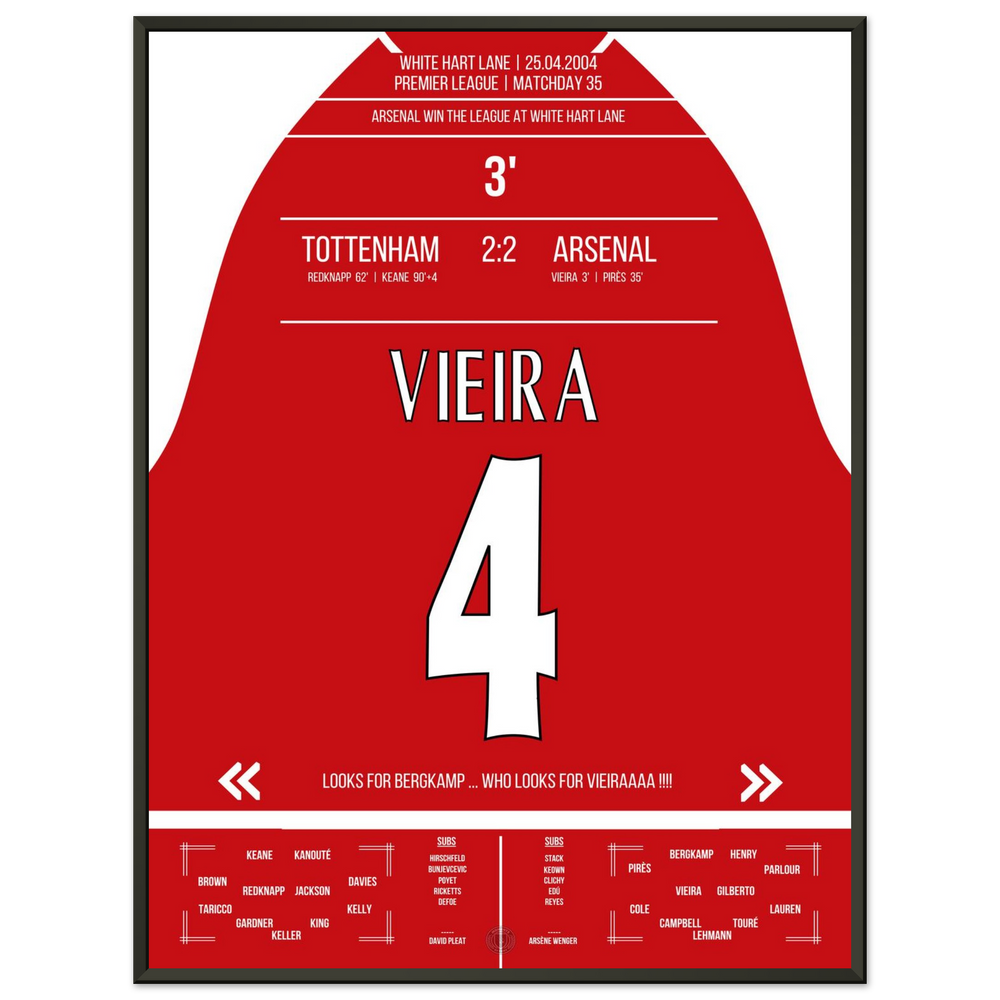 Vieira's goal in the championship win at White Hart Lane in 2004