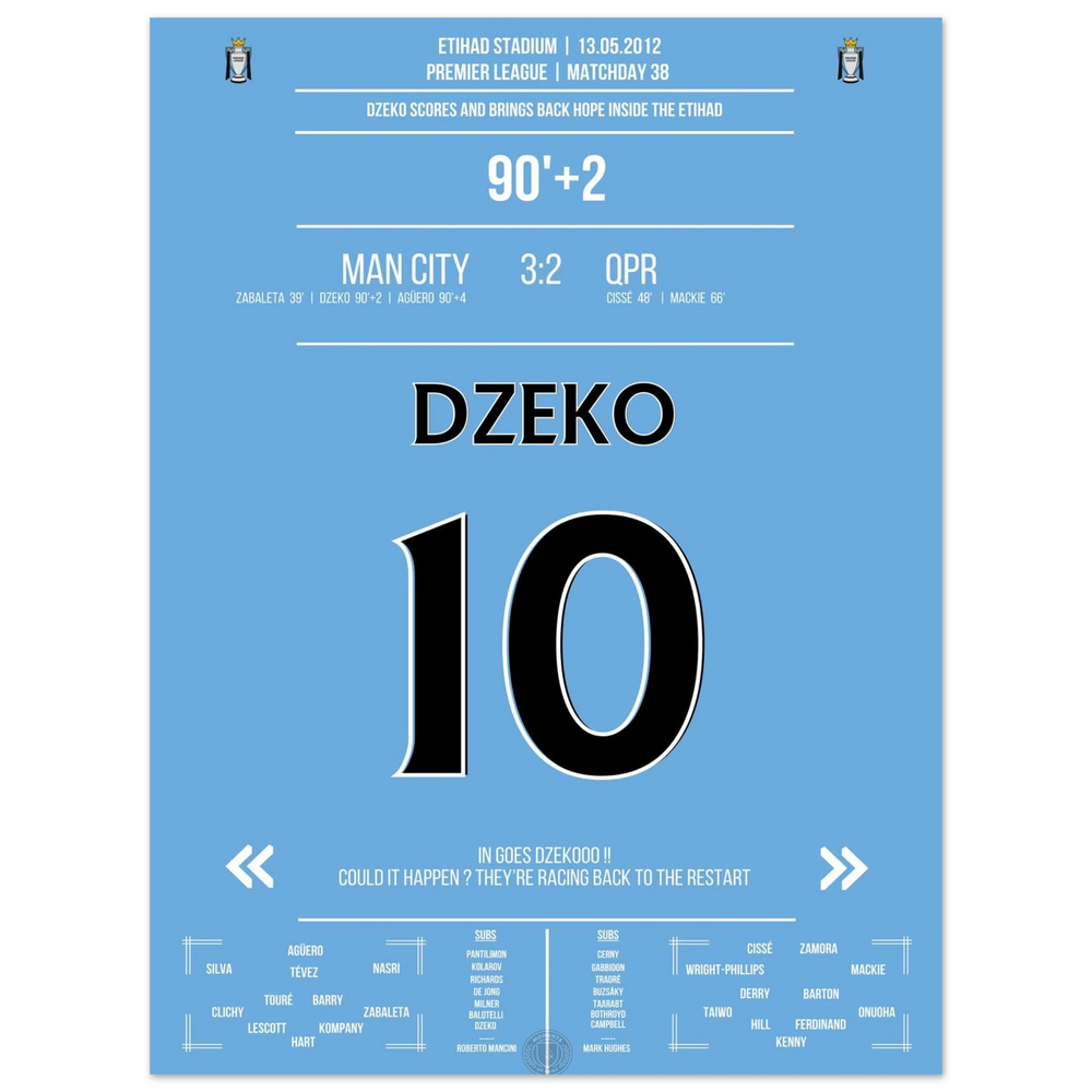 Dzeko trifft per Kopf und leitet City's legendäre Aufholjagd ein