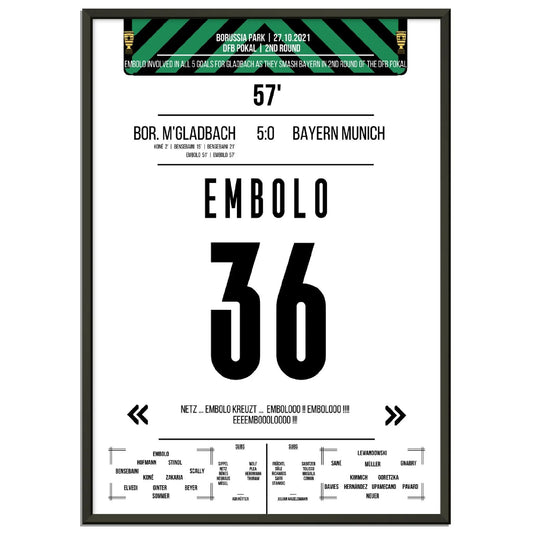 Breel Embolo beim 5:0 Sieg im DFB Pokal Sieg Gladbach - Bayern 2021 