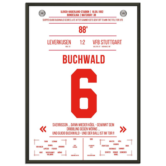 Buchwald's Tor zur Meisterschaft 1992 gegen Leverkusen 