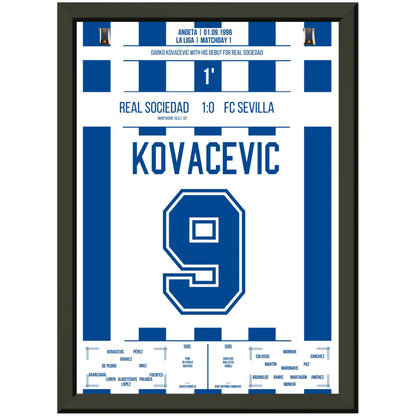 Debüt von Darko Kovacevic für Real Sociedad in 1996 A4-21x29.7-cm-8x12-Schwarzer-Aluminiumrahmen