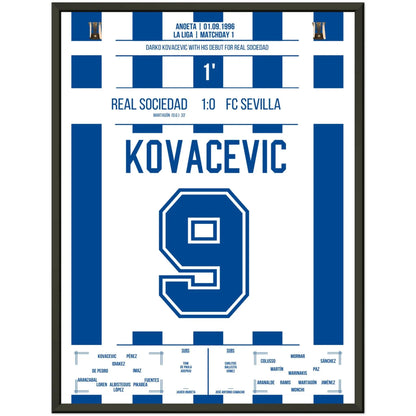 Debüt von Darko Kovacevic für Real Sociedad in 1996 45x60-cm-18x24-Schwarzer-Aluminiumrahmen