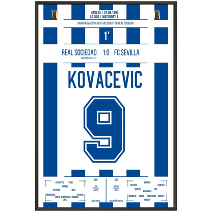 Debüt von Darko Kovacevic für Real Sociedad in 1996 60x90-cm-24x36-Schwarzer-Aluminiumrahmen