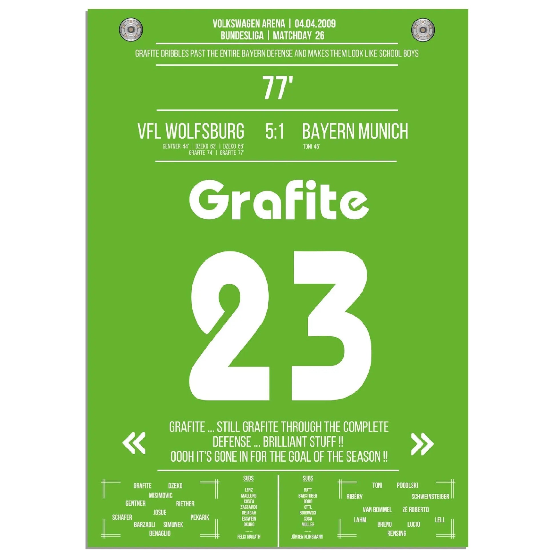 Grafite's legendäres Tor in Wolfsburg's 5-1 Sieg gegen die Bayern 2009 