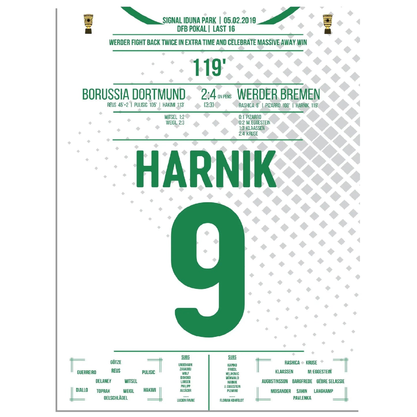 Harnik schießt Bremen ins Elfmeterschiessen des DFB Pokals 2019 