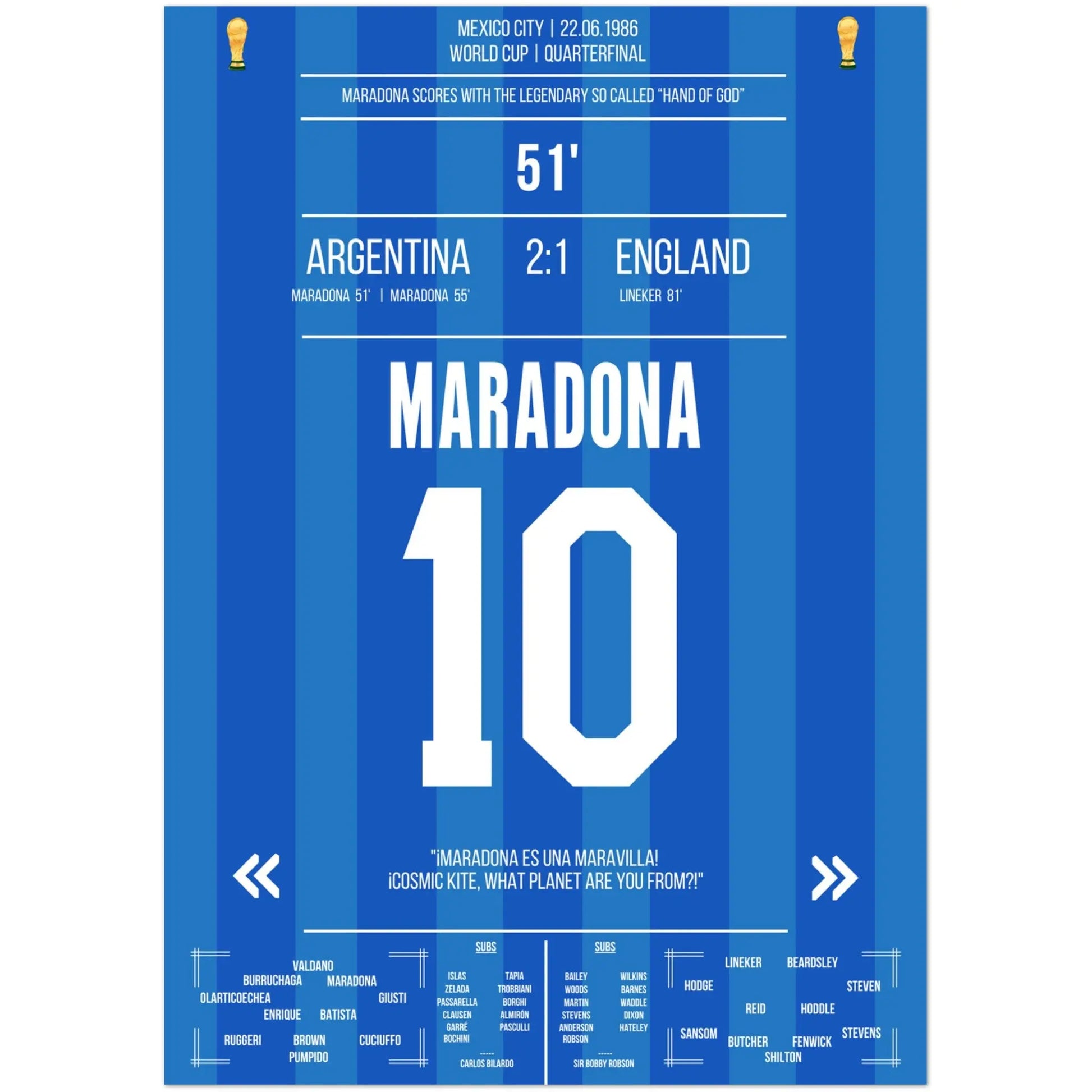 Maradonas "Hand Gottes" Tor WM 1986 Argentinien gegen England 