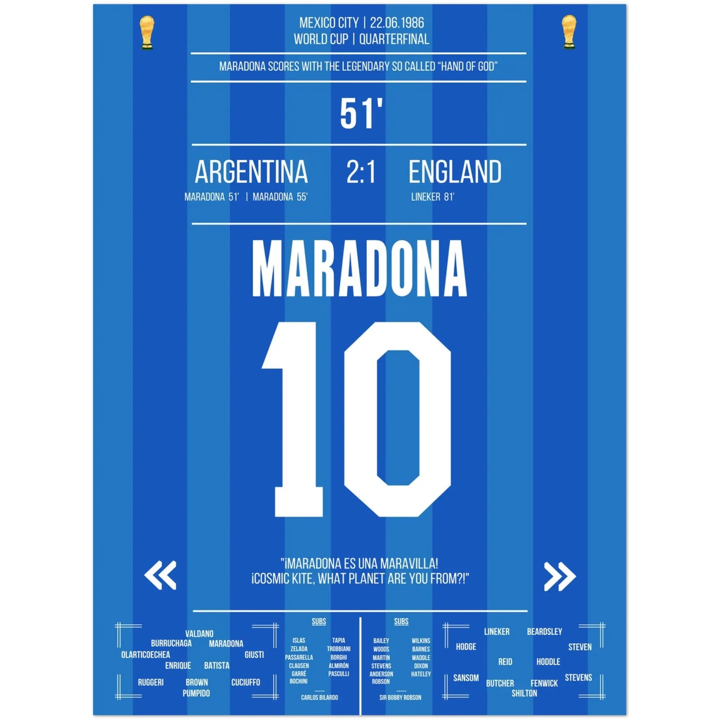 Maradonas "Hand Gottes" Tor WM 1986 Argentinien gegen England 