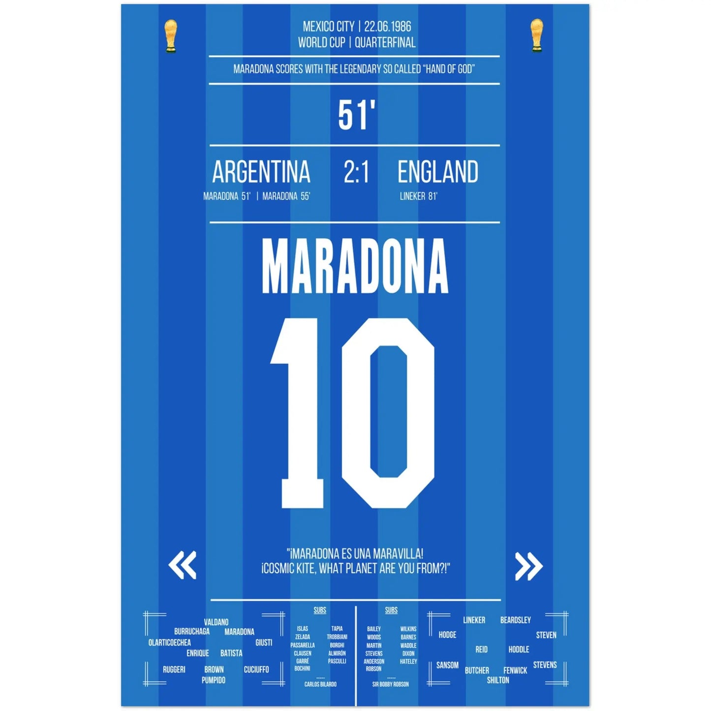 Maradonas "Hand Gottes" Tor WM 1986 Argentinien gegen England 