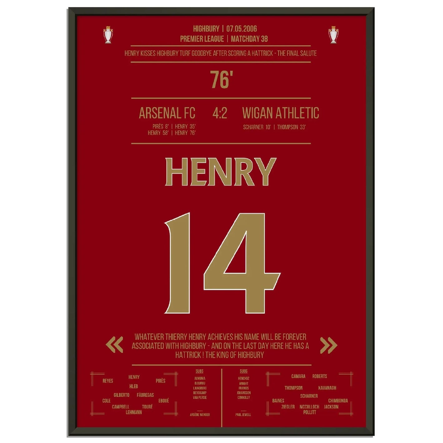 Thierry Henry Hattrick Last Game At Highbury Arsenal - Wigan - The Final Salute 