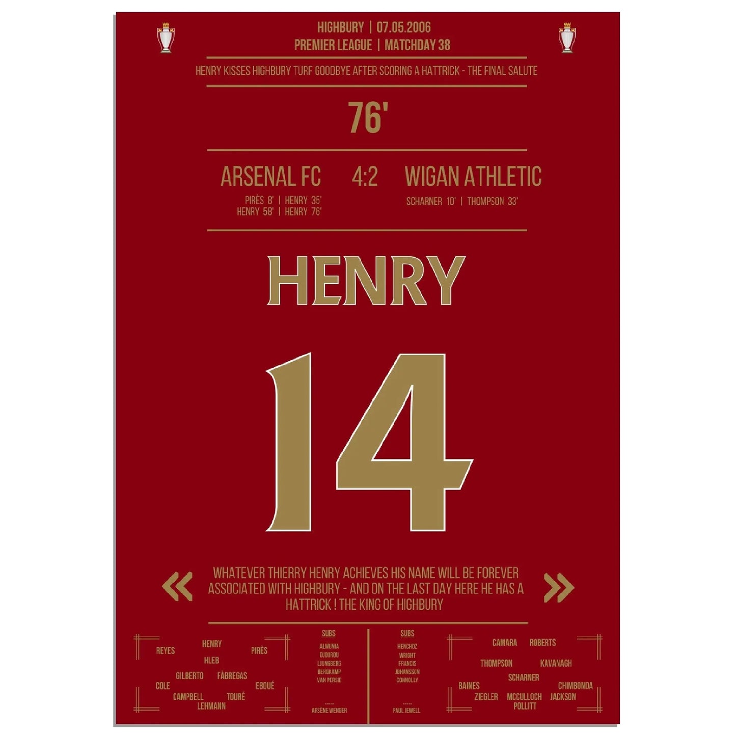 Thierry Henry Hattrick Last Game At Highbury Arsenal - Wigan - The Final Salute 