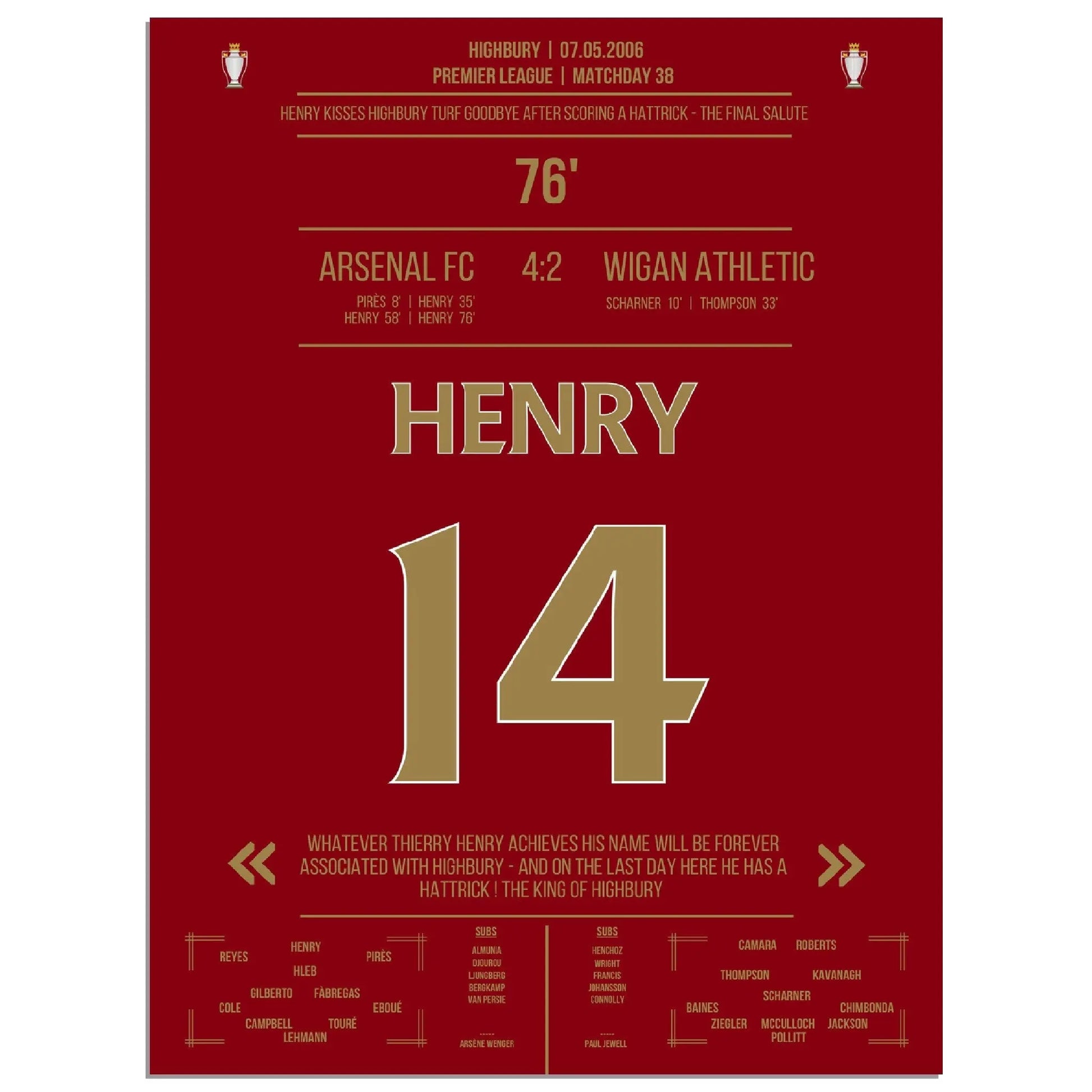 Thierry Henry Hattrick Last Game At Highbury Arsenal - Wigan - The Final Salute 