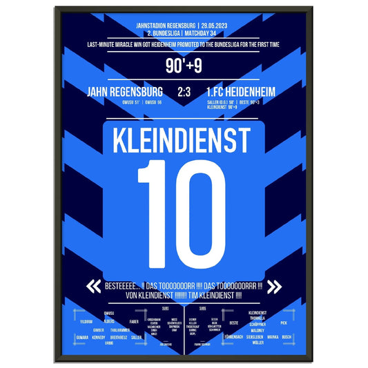 Tim Kleindienst mit dem Tor zum Aufstieg für Heidenheim 50x70-cm-20x28-Schwarzer-Aluminiumrahmen