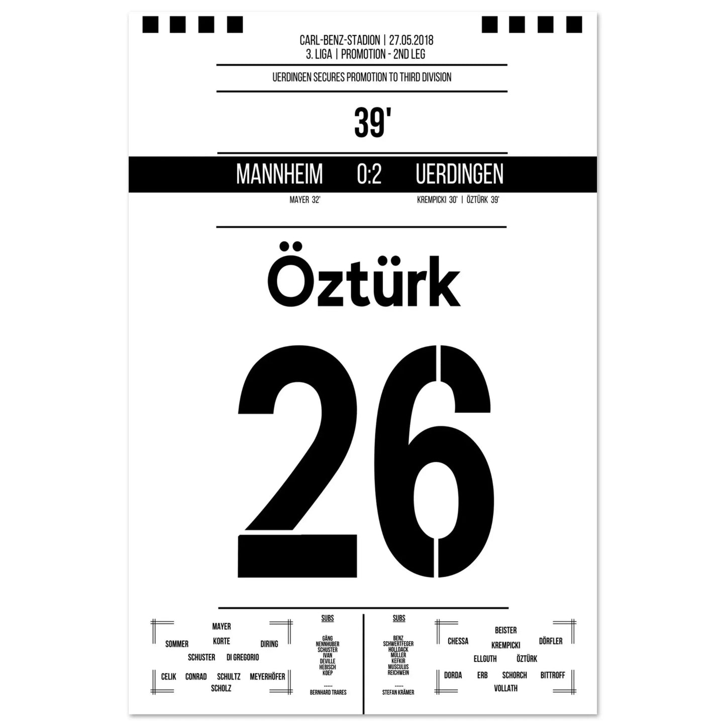 Uerdingen's Aufstieg in die 3. Liga 2018 60x90-cm-24x36-Ohne-Rahmen