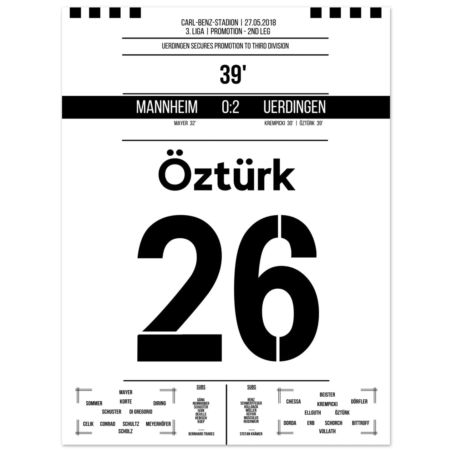 Uerdingen's Aufstieg in die 3. Liga 2018 30x40-cm-12x16-Ohne-Rahmen