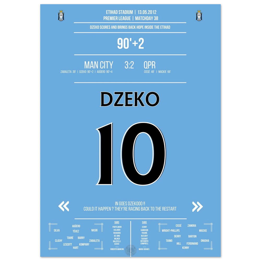 Dzeko trifft per Kopf und leitet City's legendäre Aufholjagd ein
