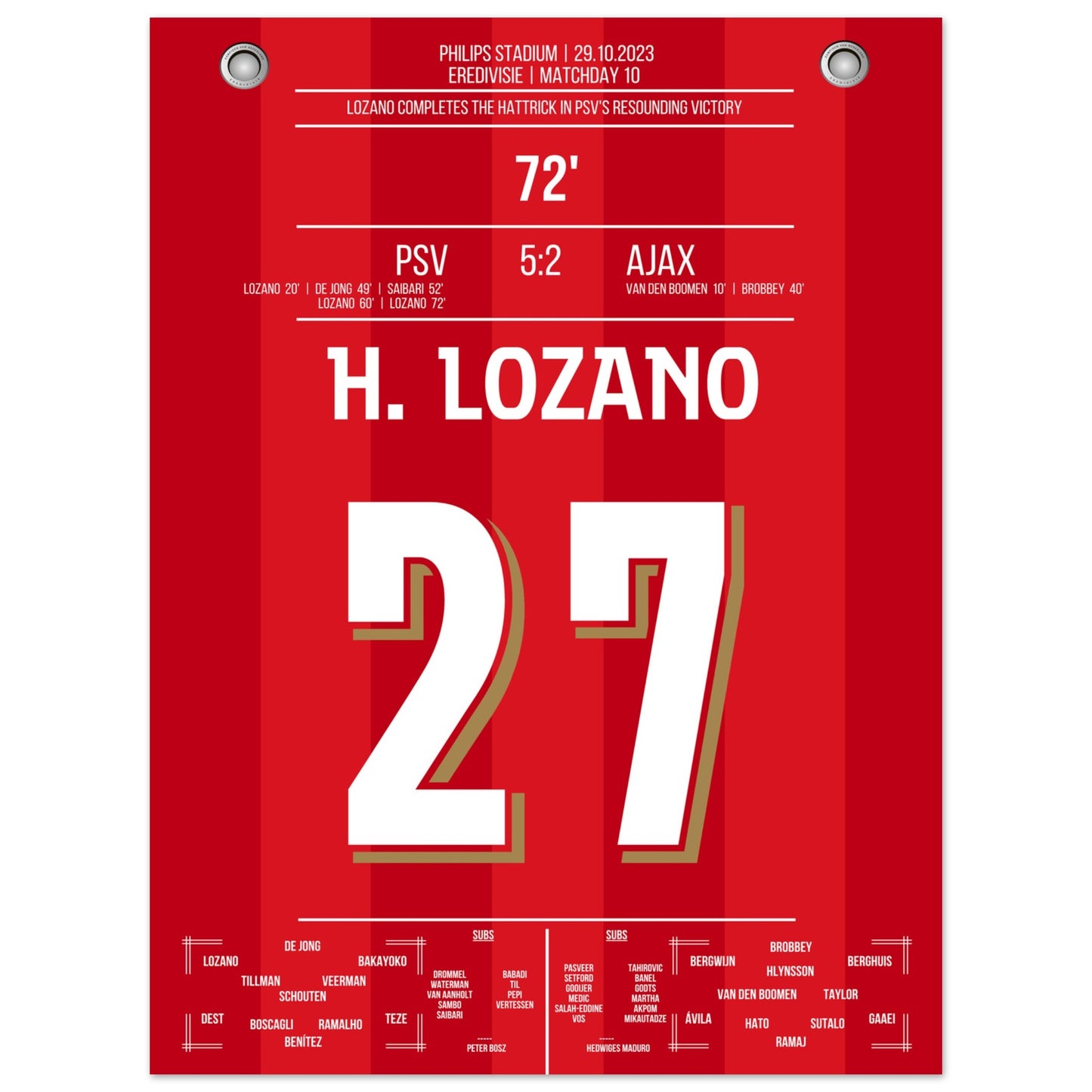 Lozano Hattrick bei 5-2 gegen Ajax 30x40-cm-12x16-Ohne-Rahmen