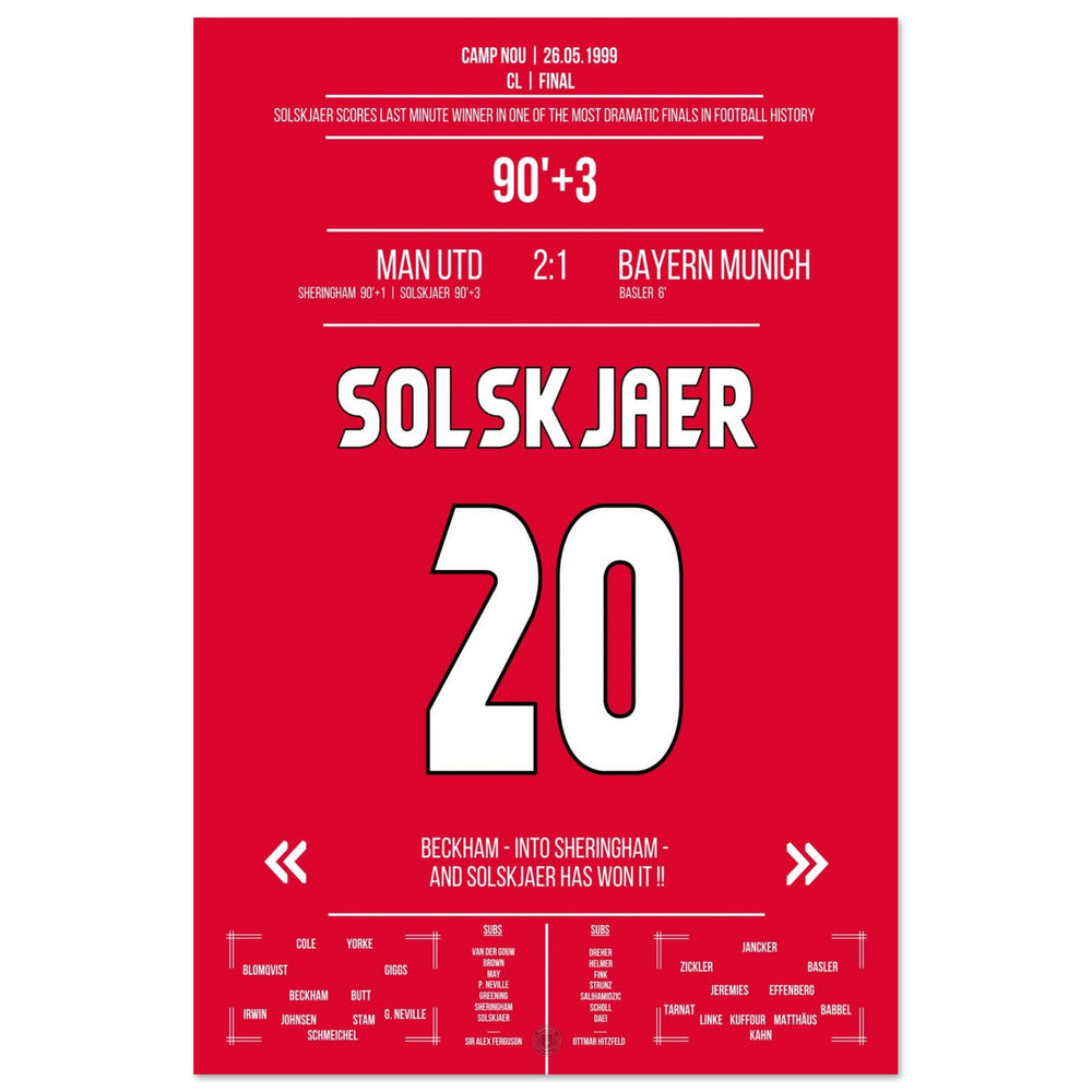 Solskjaer trifft im denkwürdigsten Comeback der Geschichte im Finale 1999 gegen Bayern