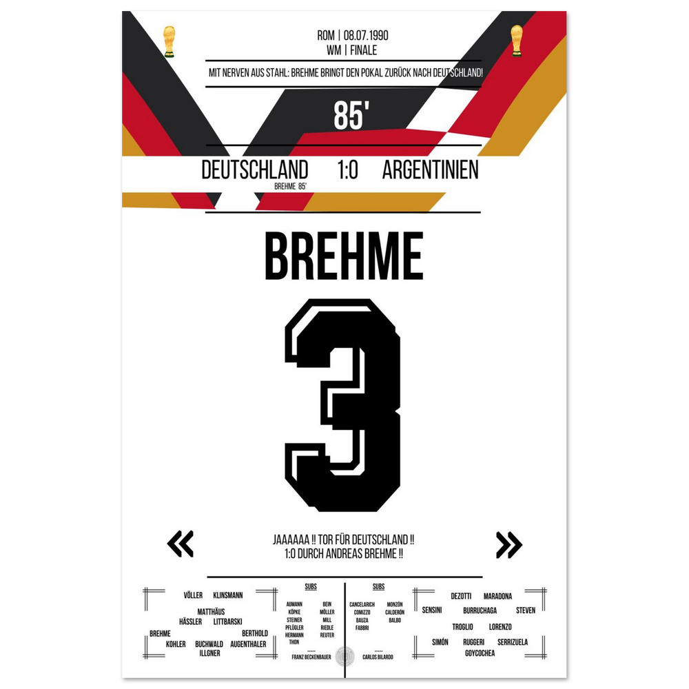 Brehme's Elfmeter gegen Argentinien im WM-Finale 1990