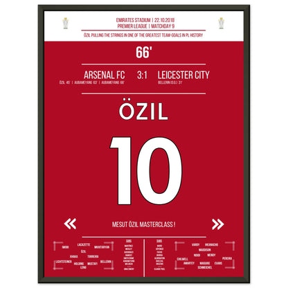 Mesut Özil Masterclass gegen Leicester in 2018 45x60-cm-18x24-Schwarzer-Aluminiumrahmen