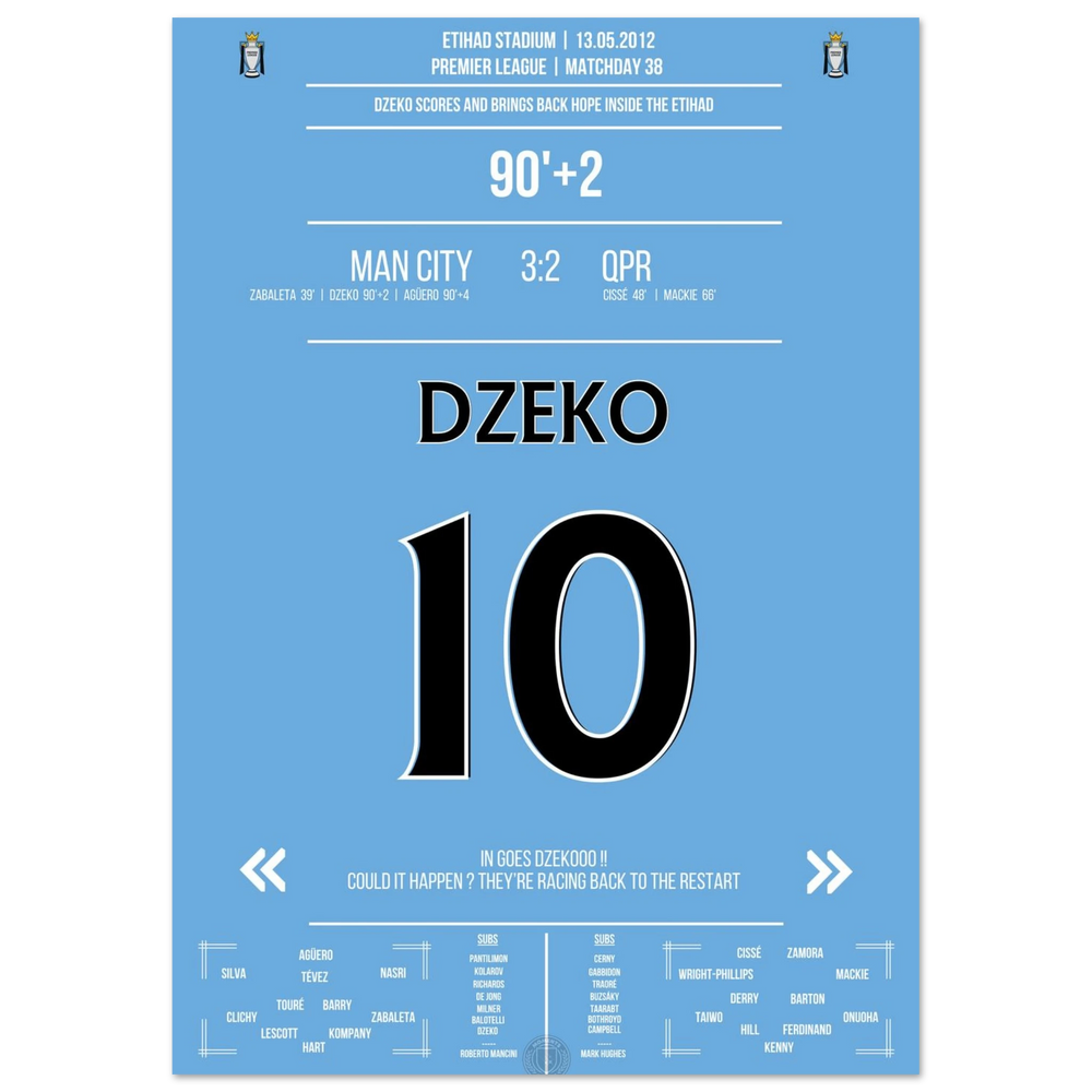 Dzeko trifft per Kopf und leitet City's legendäre Aufholjagd ein