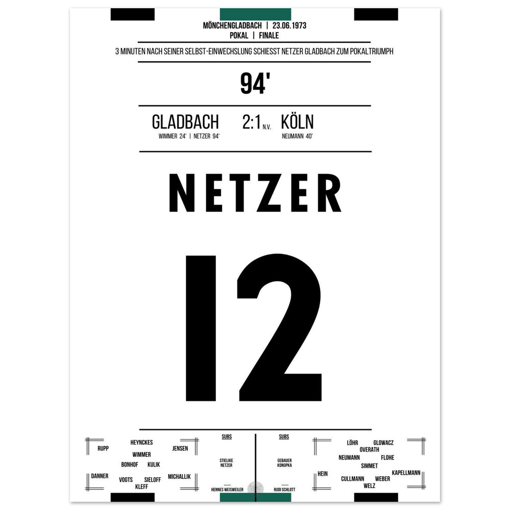 Netzer wechselt sich selbst ein und schießt Gladbach zum Pokalsieg 1973