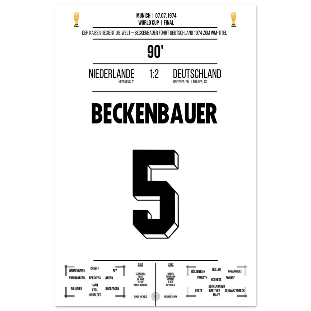 Beckenbauer führt Deutschland zum zweiten Weltmeistertitel in 1974