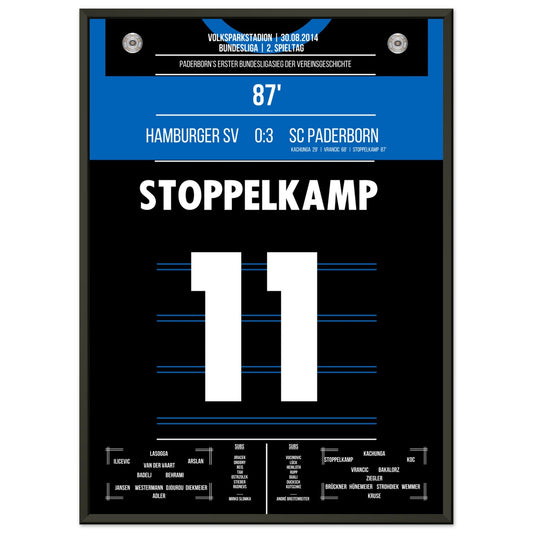 Paderborn's erster Bundesliga-Sieg der Vereinsgeschichte 50x70-cm-20x28-Schwarzer-Aluminiumrahmen